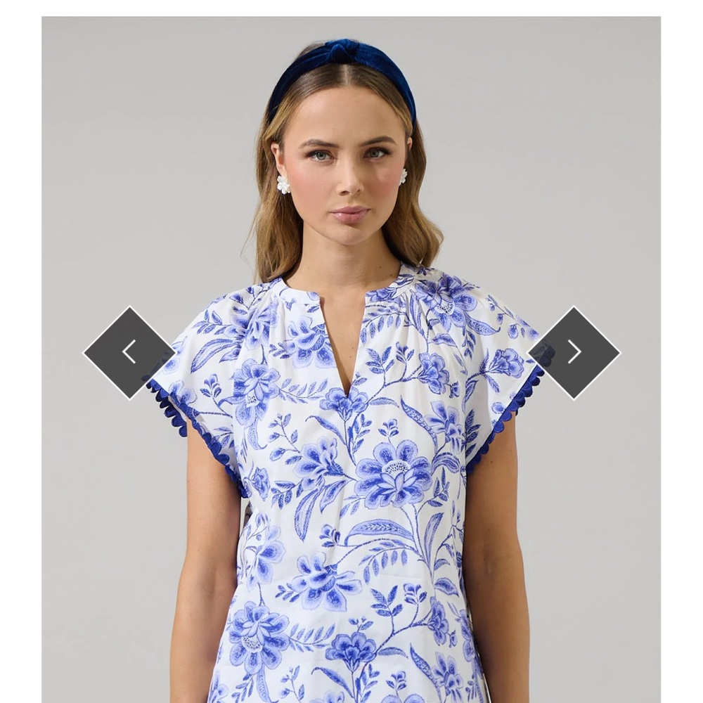 NWT Sugarlips Floral Ayla Split Neck Top, XL - Picture 2 of 9
